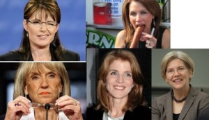 Top: Palin, Bachmann; Bottom: Brewer, Kennedy, Warren