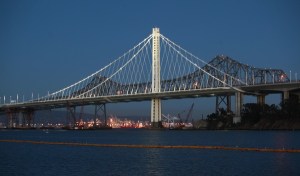 The new eastern span of the Bay Bridge (foreground)