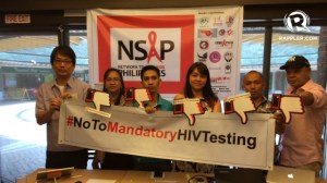Filipino activists protesting mandatory HIV testing (Photo: Rappler.com)