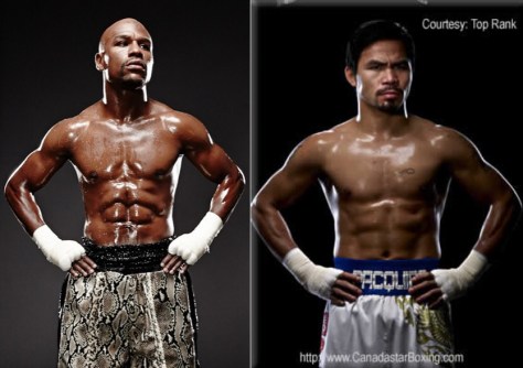 Mayweather, left, vs. Pacquiao