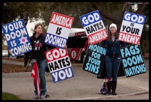 Westboro Baptist Church members protesting