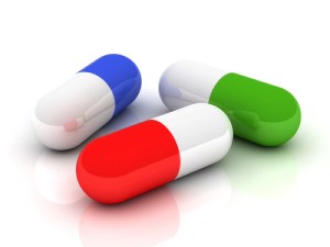 Selpram in green, blue and red pills