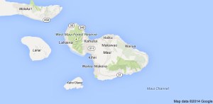 Map showing Maui, Lāna'i and Moloka'i