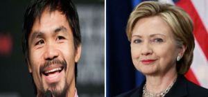Pacquiao, left, and Clinton
