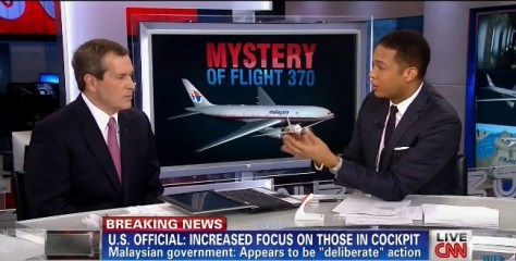 Don Lemon, right, discusses a possible theory on the missing Malaysia Airlines plane.