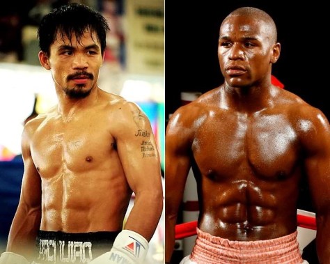 Pacquiao, left, and Mayweather