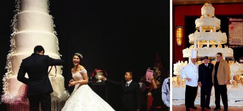 The Dantes-Rivera wedding cake, left, and the Guinness World Record title holder, right