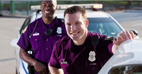 Police uniform: two shades of purple (Photo source: callthecops.net)