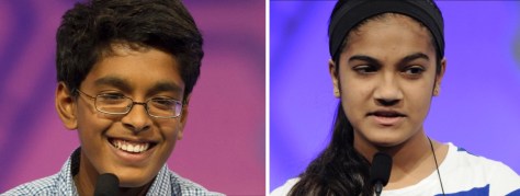 2015 National Spelling Bee champs Venkatachalam, left and Shivashankar