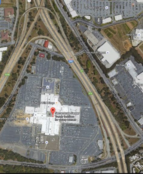 Serramonte Center, site of the world's largest community center (Google Maps)