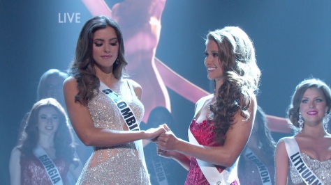 2105 Miss Universe Paulina Vega, left, and first runner-up Nia Sanchez -- both Latinas