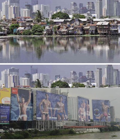 The Makati skyline as it now, top, and when Binay becomes president, bottom