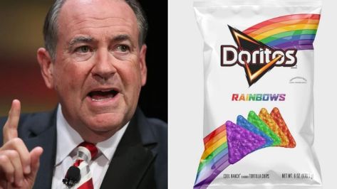 Huckabee, left, and the rainbow Doritos chips