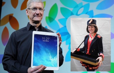 Tim Cook presents a preview of the new iPad Pro which will come with a free carrying case