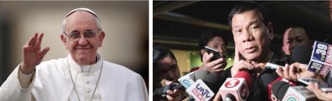 Pope Francis, left, and Duterte