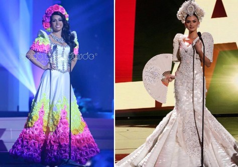 Left, last year: MJ Lastimosa; Right, this year: Pia Alonzo Wurtzbach