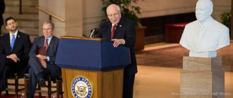 House Speaker Paul Ryan and former President George W. Bush watch as Cheney gets busted at the Capitol.