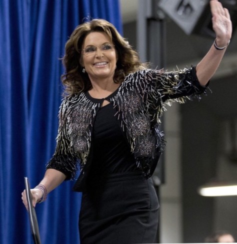 Palin at a Trump rally in Iowa